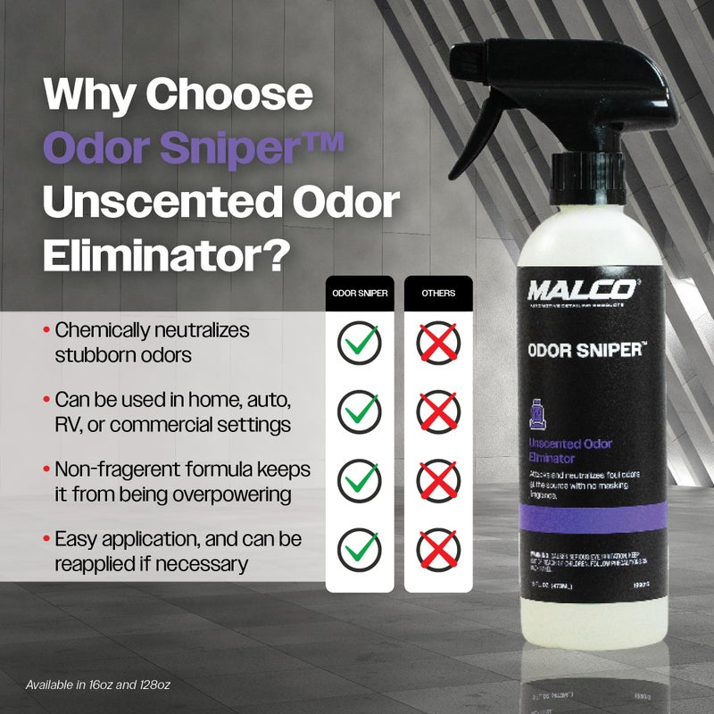 Malco Odor Sniper - Fragrance Free Odor Eliminator for Car Interiors/Penetrates Odors at the Source/Chemically Neutralizes Foul Scents in Your Vehicle / 1 Gallon (199001) - Image 4